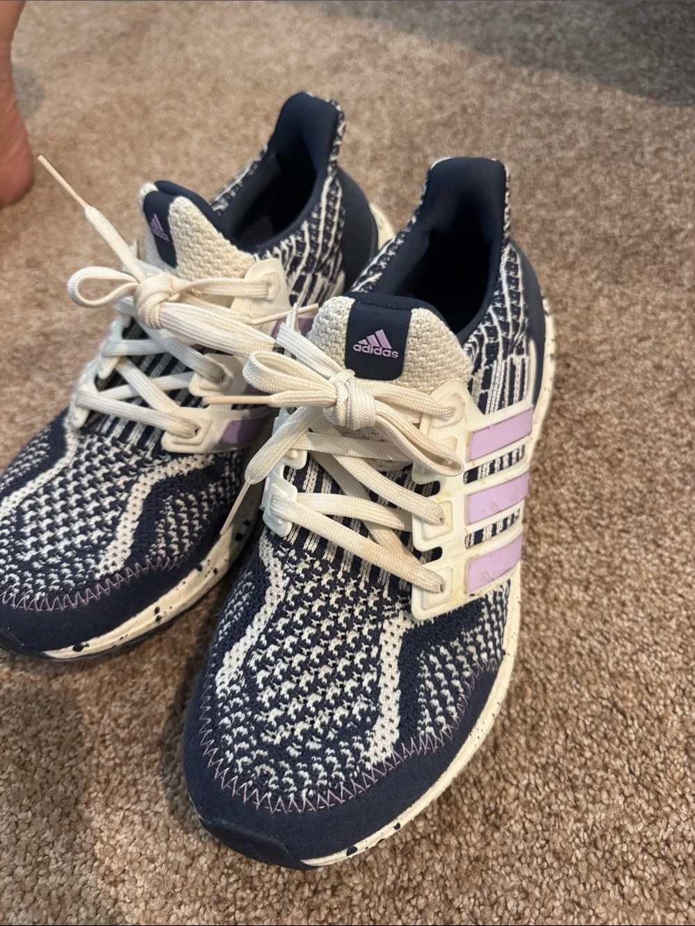 adidas Women's Navy, Cream & Lavender Knit Running Shoes